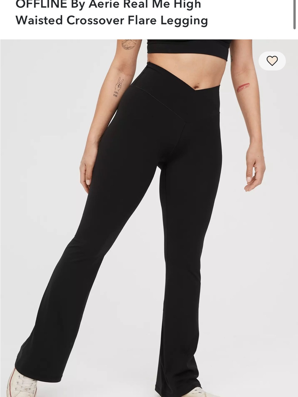 aerie OFFLINE Black High-Waisted Flare Leggings